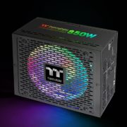 Toughpower PF1 ARGB Platinum Series (850W/1050W/1200W) is crafted using premium components and advanced technology to become the fusion of aesthetics and performance. The patented 16.8 million-color Riing Duo 14 RGB fan with 18 LEDs preinstalled helps deliver brighter and richer lighting. The meticulously designed ARGB side panels allow the light to glow through. The series supports synchronization with RGB motherboards from ASUS, GIGABYTE, msi, and ASRock for counteless illumination poossibilities. With near silent and reliable operation, the Toughpower PF1 ARGB Platinum meets and even exceeds the demanding specification of the overclocker or enthusiast PC user.